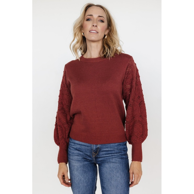 Devri Pointelle Sweater | Rust