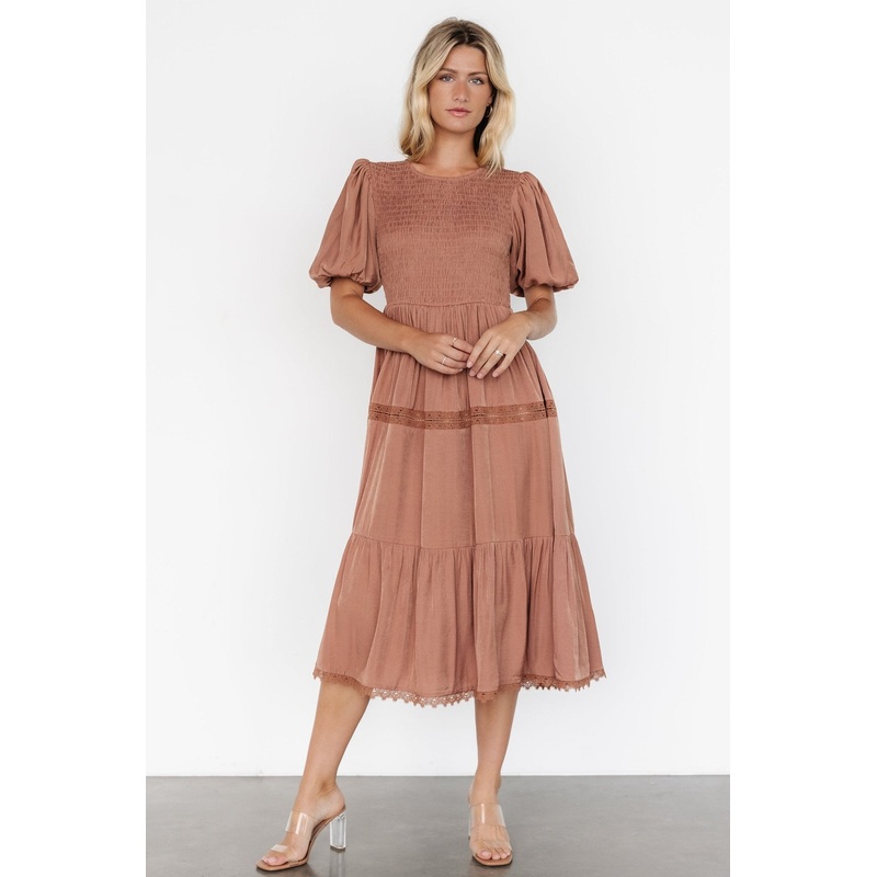 Finley Smocked Midi Dress | Light Copper