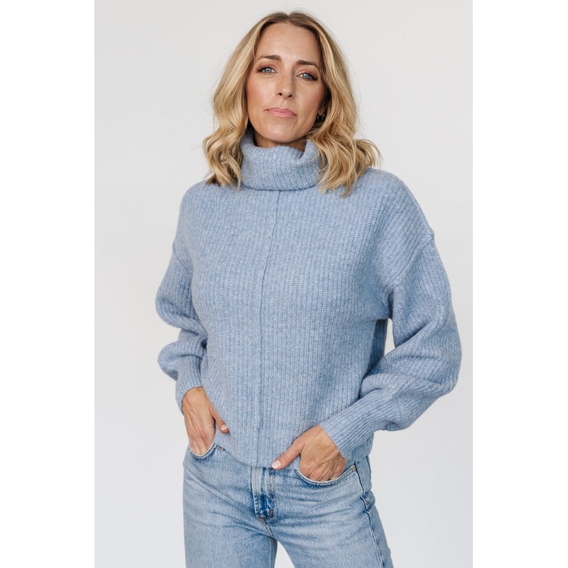 Frannie Knit Turtleneck Sweater | Blue