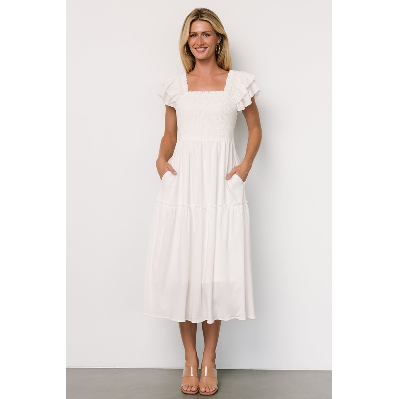 Jacie Smocked Midi Dress | White