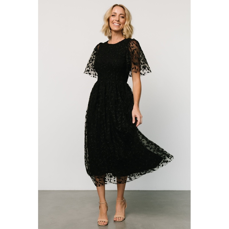 Kendra Embroidered Dress | Black