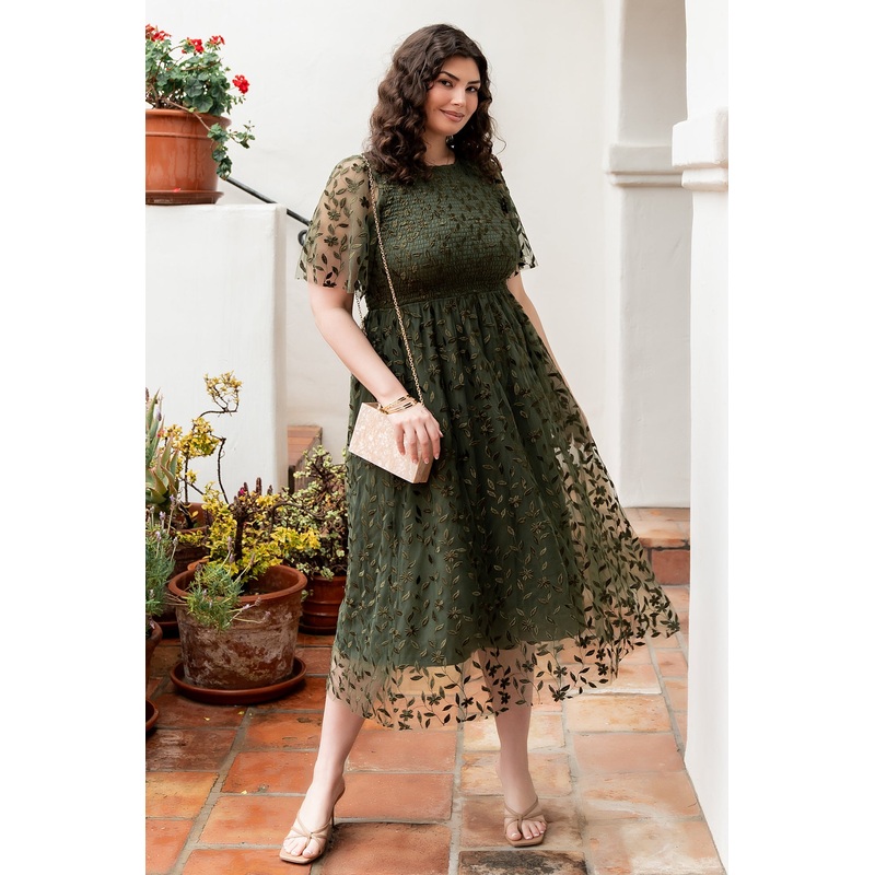 Kendra Embroidered Dress | Olive