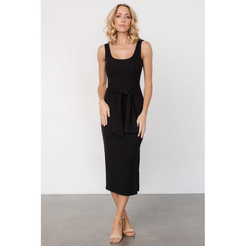 Kylee Front Tie Dress | Black|S|M|L