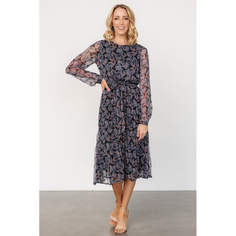 Laurie Midi Dress | Black Print