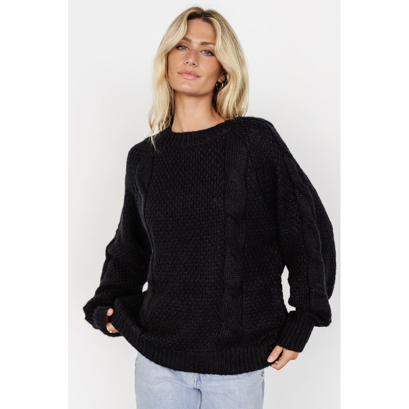 Lukas Cable Knit Sweater | Black