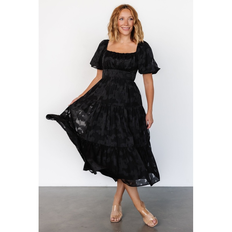 Mae Midi Dress | Black|XS|S|M|L|XL