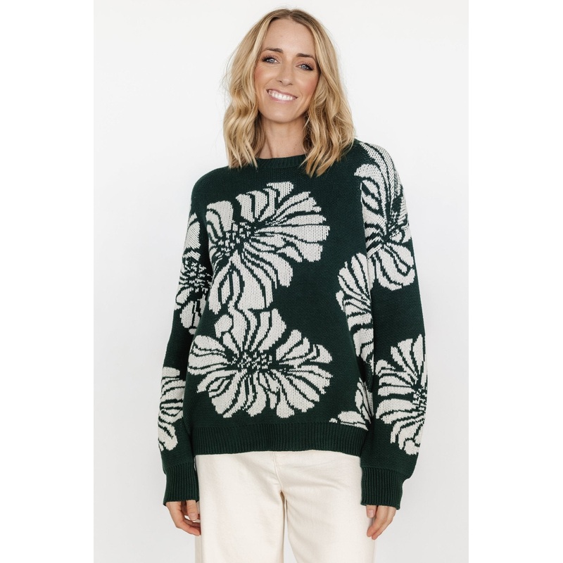 Maude Sweater | Green + Off White