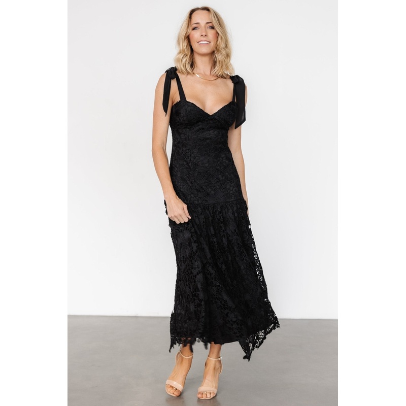 Monte Carlo Lace Midi Dress | Black