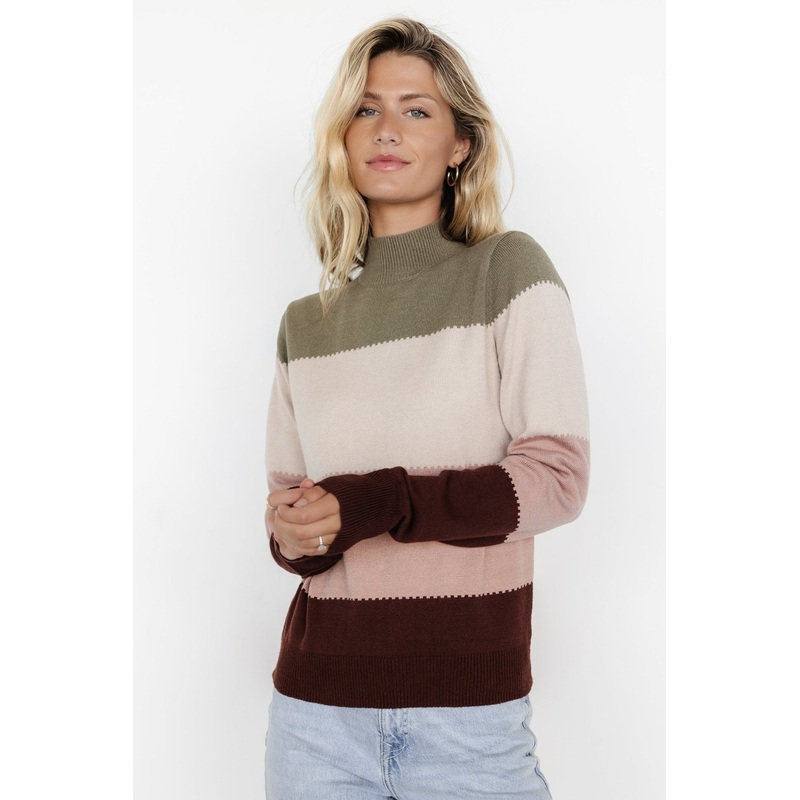 Porter Color Block Sweater | Olive Multi