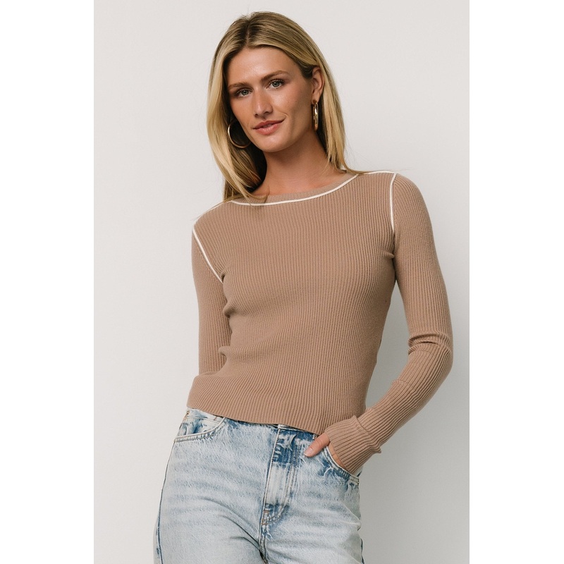 Quinlan Ribbed Top | Light Mocha