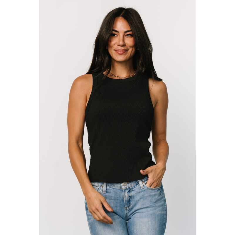 Raye Textured Tank Top | Black