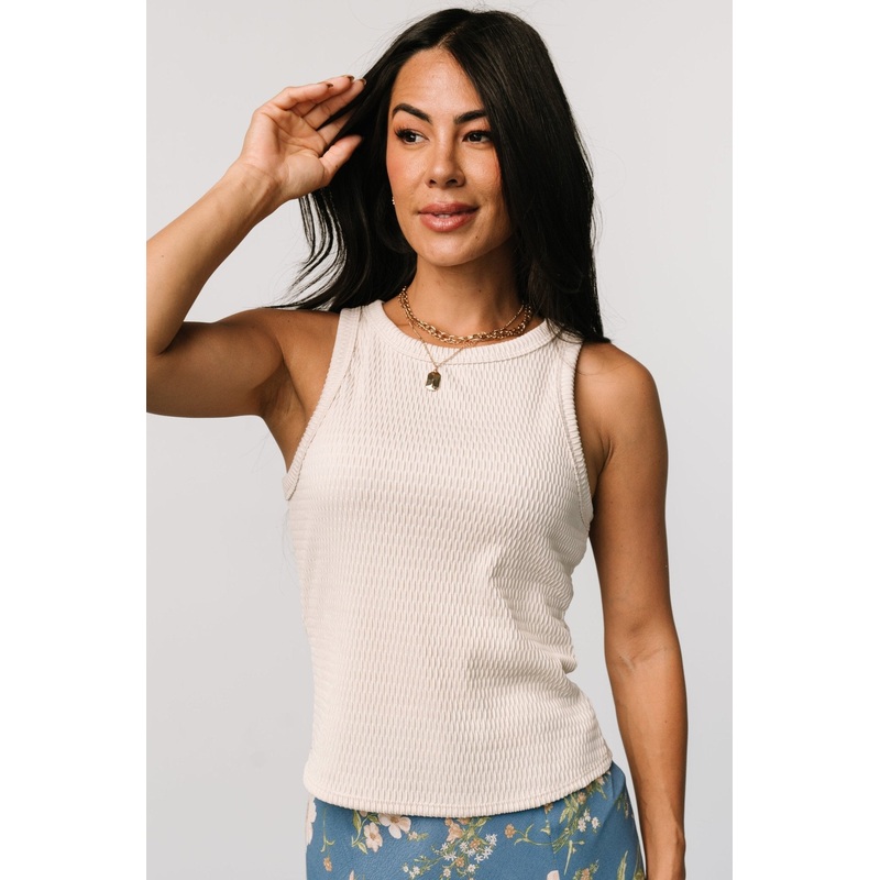 Raye Textured Tank Top | Cream