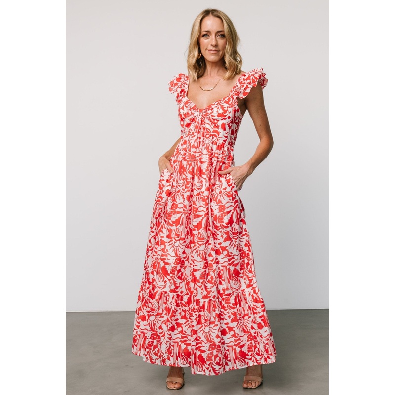 Renee Maxi Dress | White + Red