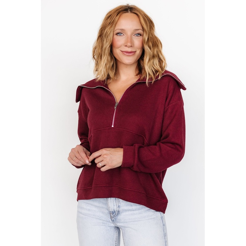 Shiloh Half Zip Pullover | Burgundy