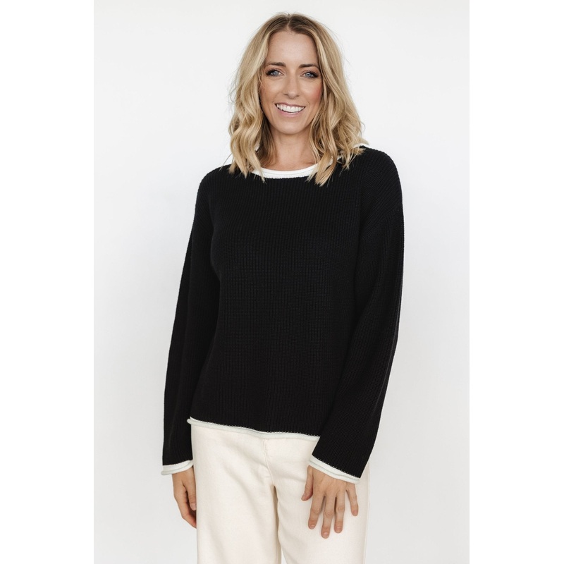 Tiffany Knit Sweater | Black + Off White