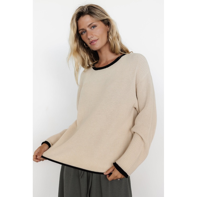 Tiffany Knit Sweater | Cream + Black
