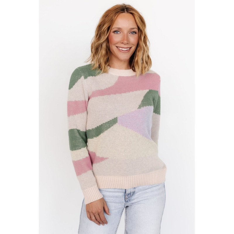 Violet Geo Sweater | Lilac + Green
