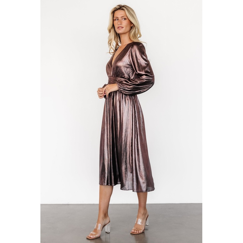 Aisha Shimmer Dress | Bronze|XS|S|M|L|XL