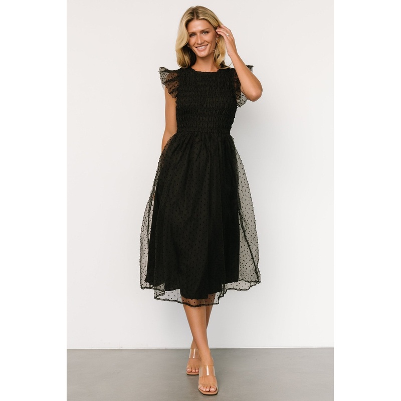Alice Dot Midi Dress | Black|XS|S|M|L|XL|1XL|2XL