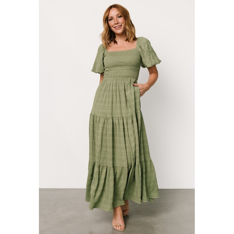 Amaya Smocked Dress | Green|XS|S|M|L|XL|1XL|2XL|3XL