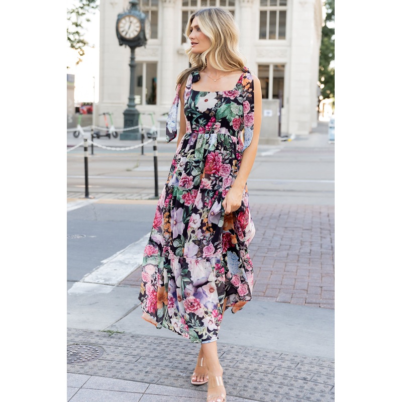 Anita Maxi Dress | Black Multi Floral
