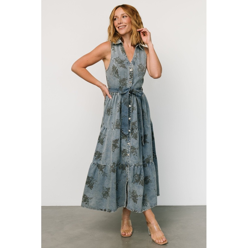 Bernadette Sleeveless Denim Dress | Washed Blue