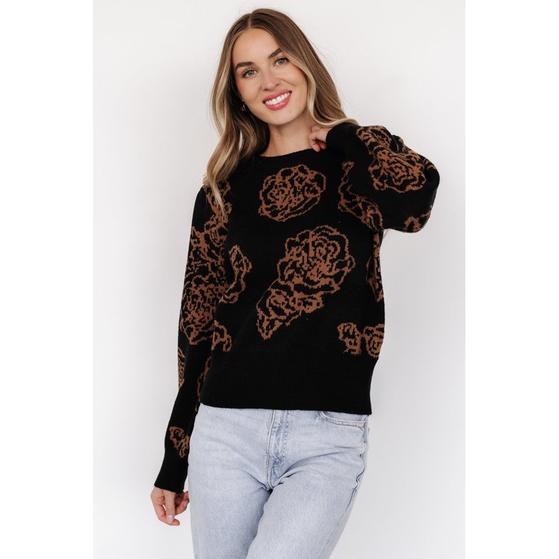 Blake Floral Sweater | Black + Camel