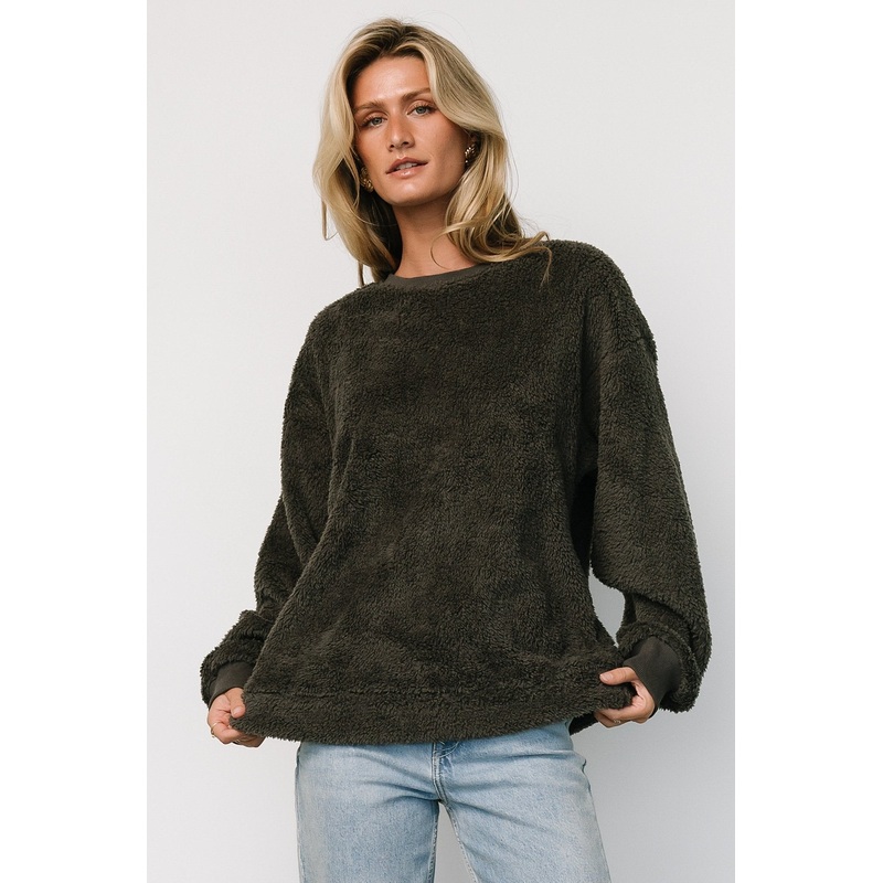 Brina Teddy Crewneck | Charcoal Gray