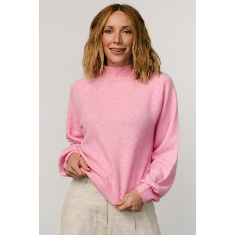 Bronson Mock Neck Sweater | Pink