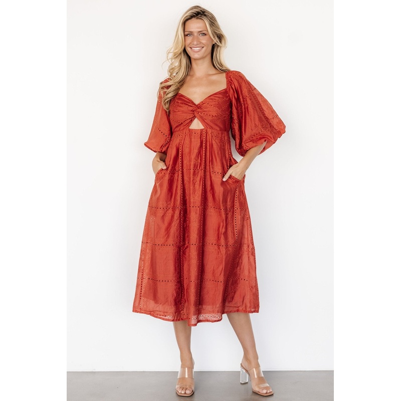 Brynn Midi Dress | Rust|S|M|L