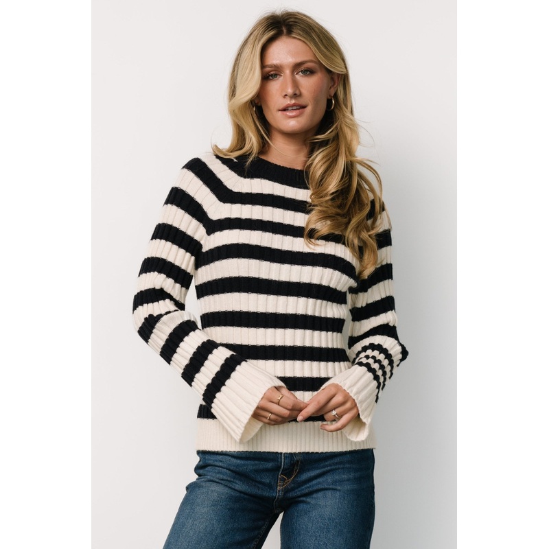 Carrie Striped Sweater | Navy + Ivory