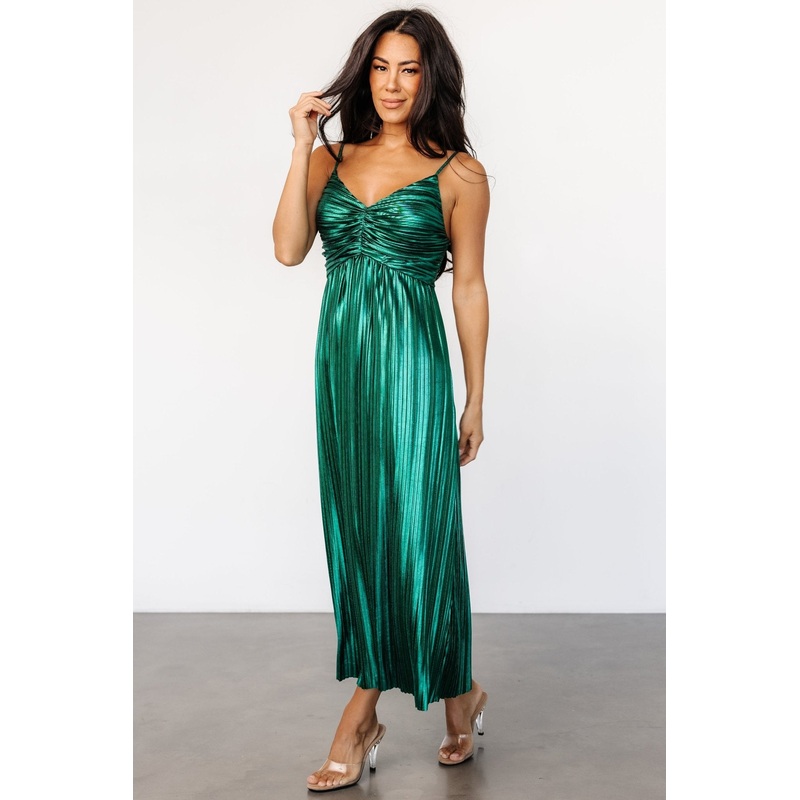 Cecilia Pleated Dress | Emerald