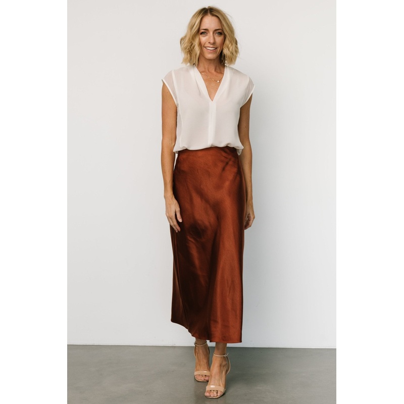 Celeste Satin Midi Skirt | Spice