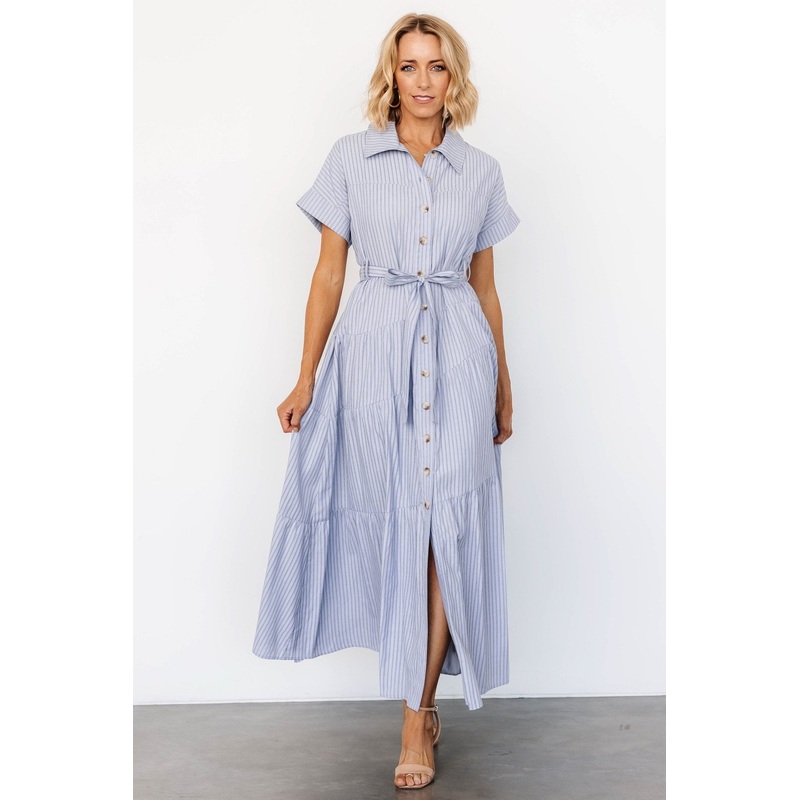 Covey Button Up Maxi Dress | Blue Stripe