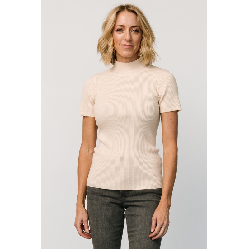 Edie Mock Neck Top | Cream|S|M|L|XL