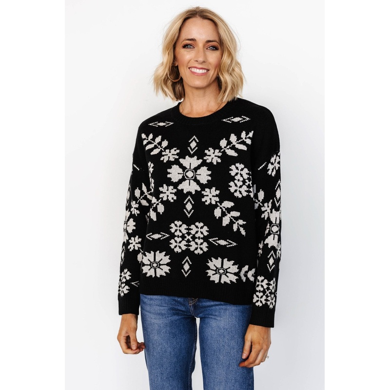 Elsa Sweater | Black + Off White