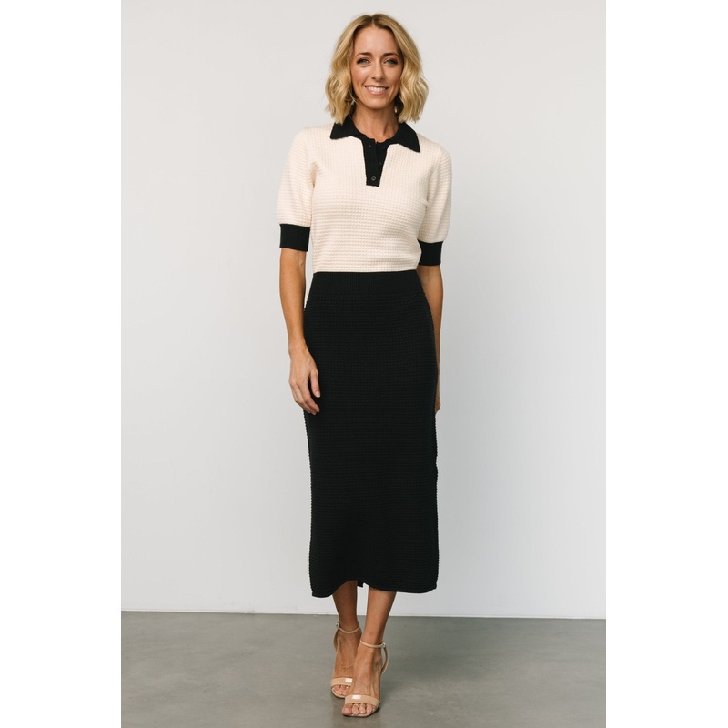 Gwendolyn Collared Midi Dress | Navy + Cream