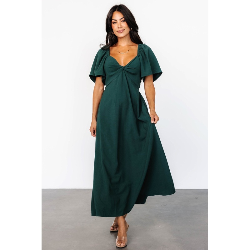Indie Back Tie Dress | Dark Green