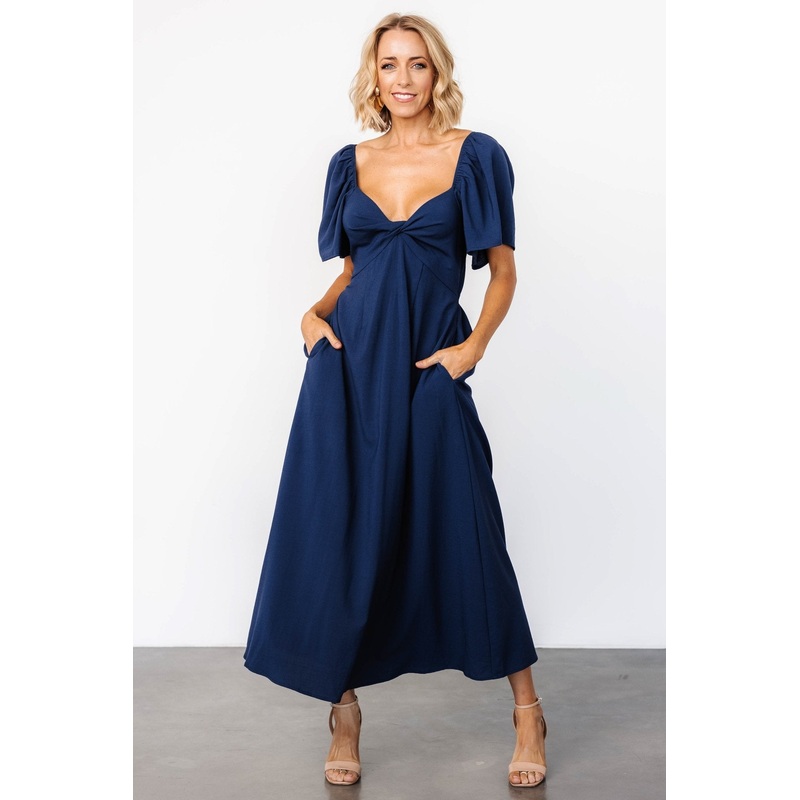 Indie Back Tie Dress | Navy|XS|S|M|L|XL
