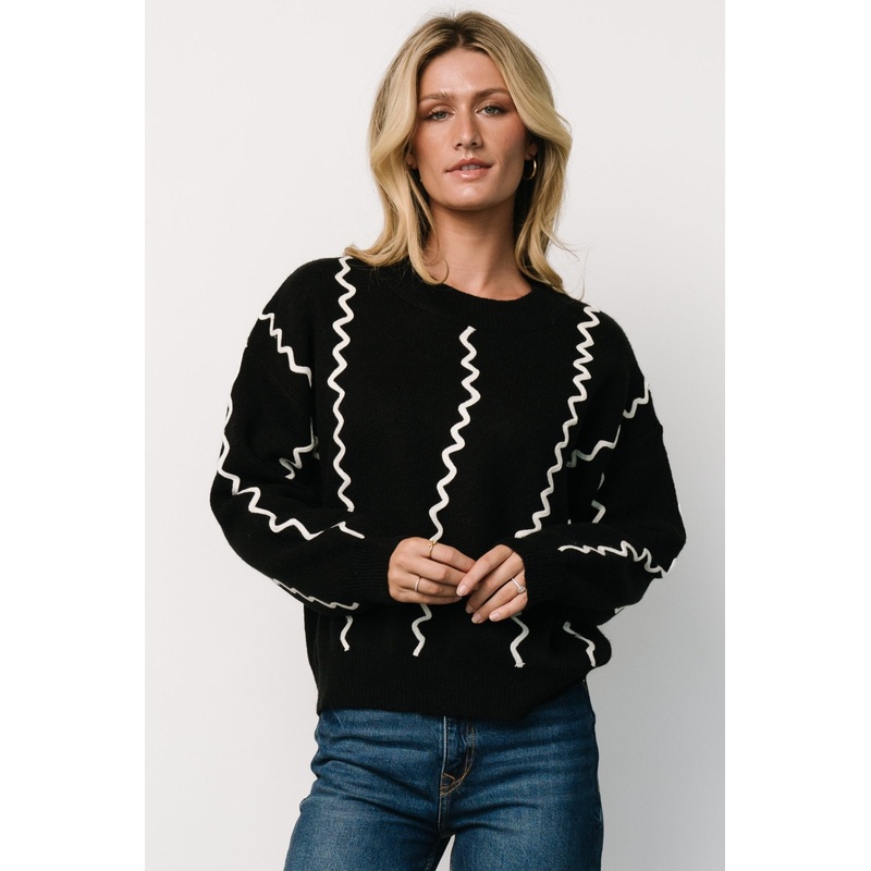 Misha Patterned Sweater | Black