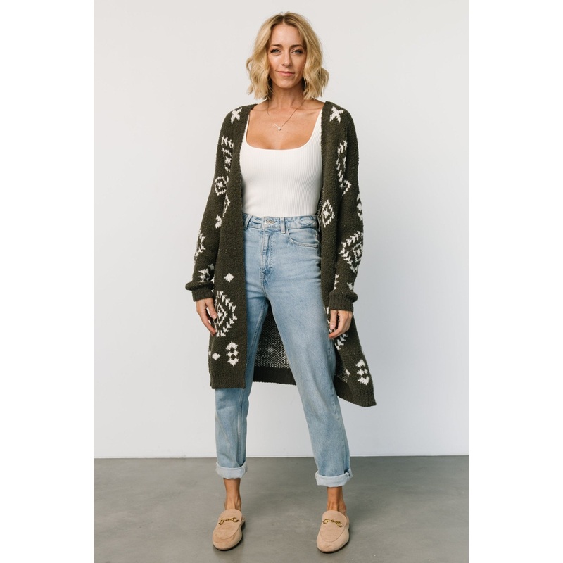 Missoula Oversized Cardigan | Olive + Off White