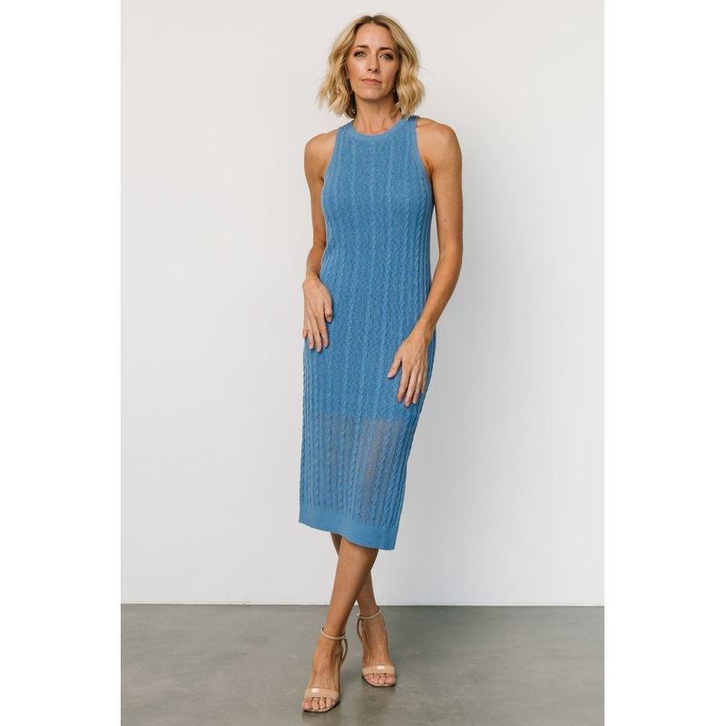 Nalani Knit Tank Dress | Blue|S|M|L|XL