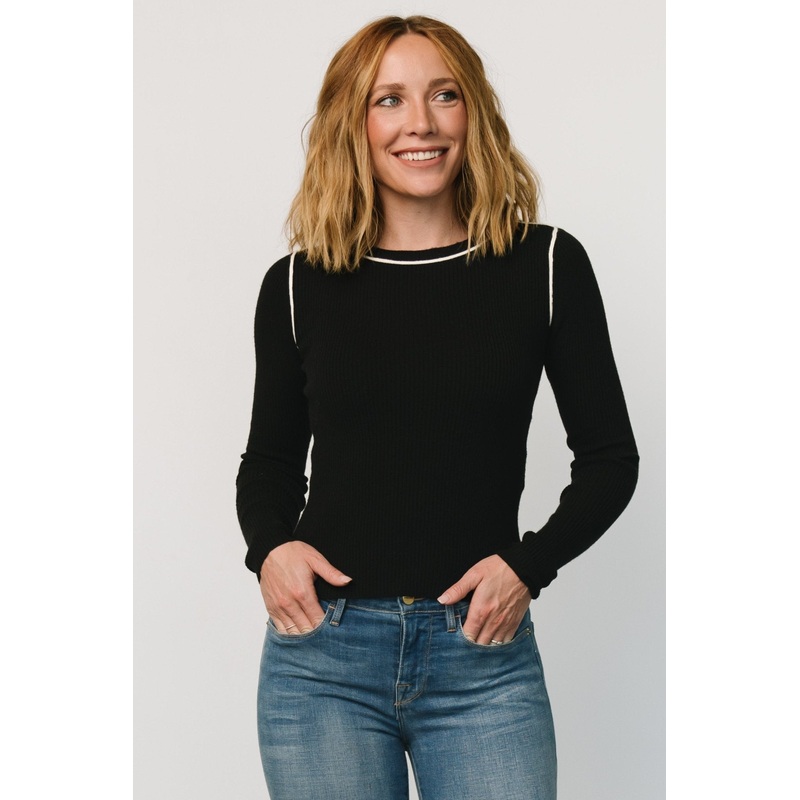 Quinlan Ribbed Top | Black|S|M|L|XL