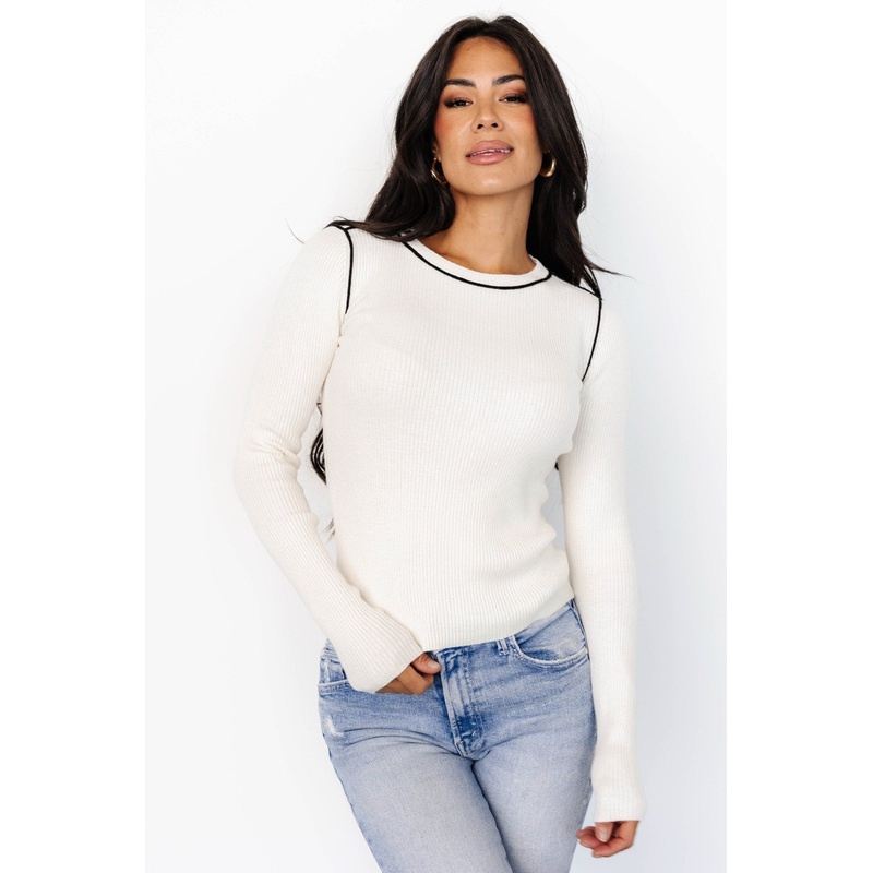 Quinlan Ribbed Top | Ivory|S|M|L|XL