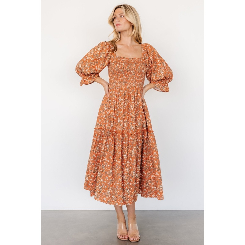Sedona Smocked Dress | Light Rust