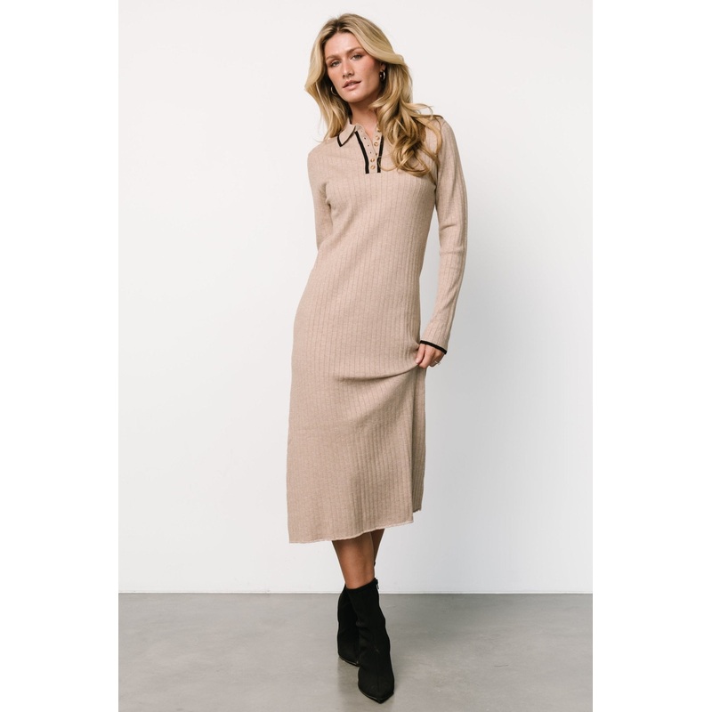 Shantel Polo Dress | Taupe + Black