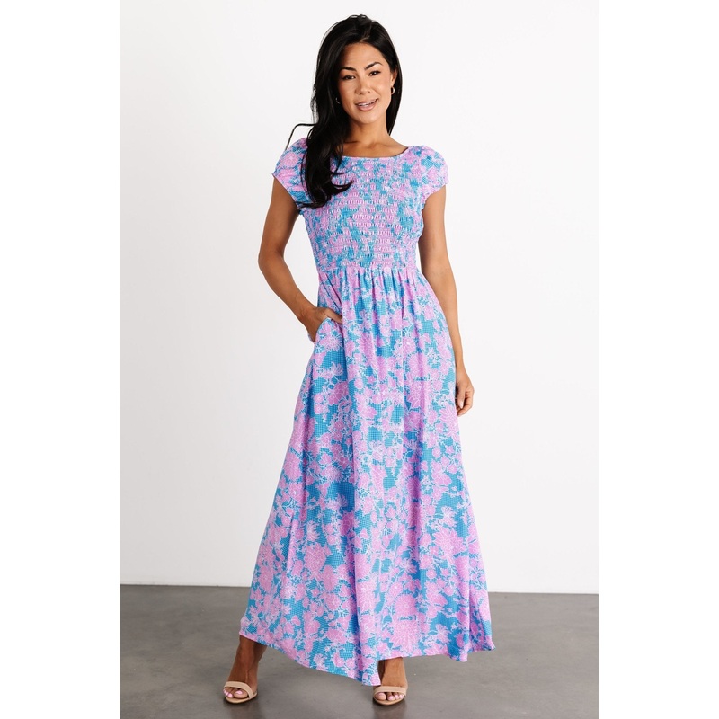 Tabitha Open Back Maxi Dress | Blue + Pink