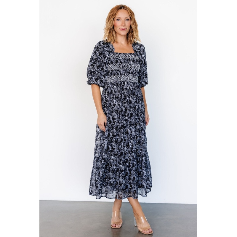 Tulsa Smocked Dress | Black + White