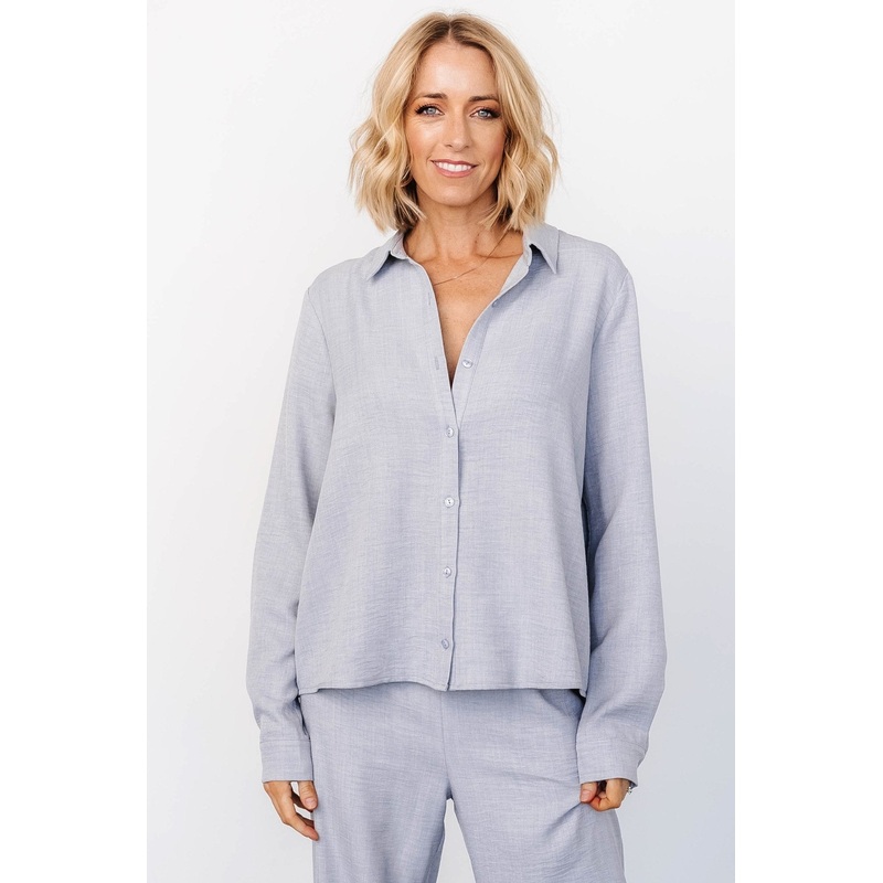 Tuscany Button Top | Blue Gray