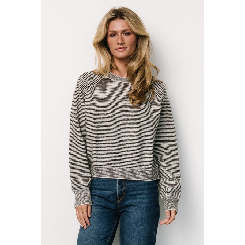 Zadie Striped Sweater | Ivory + Black